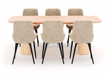 Kopparbo Matgrupp 200x90cm med 6 Alsarp Matstolar - Natural - Möbler - Bord & matgrupp - Matgrupp