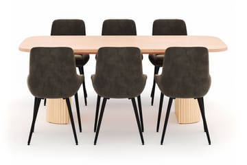 Kopparbo Matgrupp 200x90cm med 6 Alsarp Matstolar - Natural - Möbler - Bord & matgrupp - Matgrupp