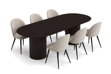 Kopparbo Matgrupp 220 cm oval med 6 Nibe Plus Mastolar - Rökt ek - Möbler - Bord & matgrupp - Matgrupp