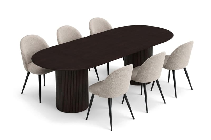 Kopparbo Matgrupp 220 cm oval med 6 Nibe Plus Mastolar - Rökt ek - Möbler - Bord & matgrupp - Matgrupp