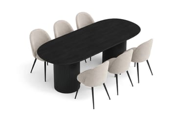 Kopparbo Matgrupp 220 cm oval med 6 Nibe Plus Mastolar - Svartlaserad ek - Möbler - Bord & matgrupp - Matgrupp