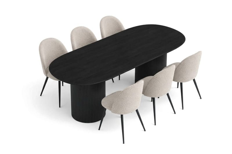 Kopparbo Matgrupp 220 cm oval med 6 Nibe Plus Mastolar - Svartlaserad ek - Möbler - Bord & matgrupp - Matgrupp