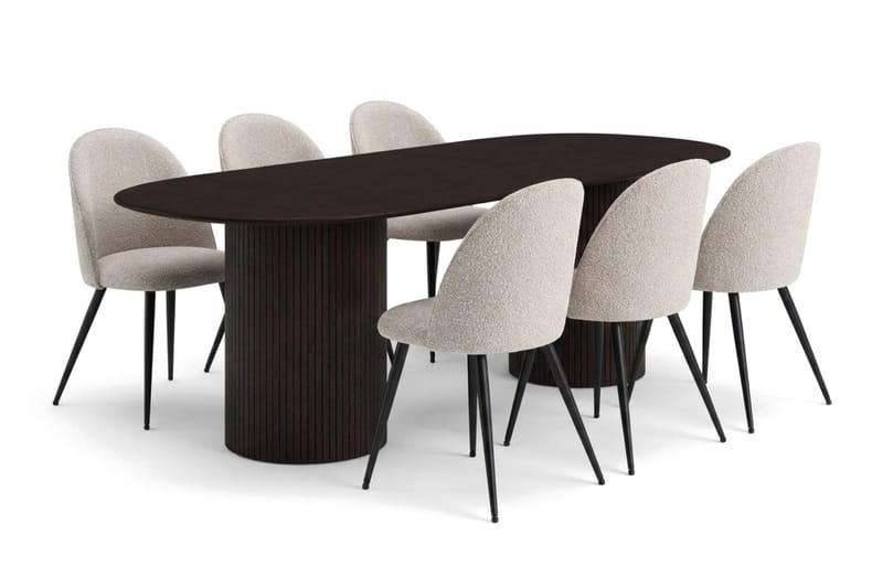 Kopparbo Matgrupp 220 cm oval med 6 Nibe Plus Mastolar - Rökt ek - Möbler - Bord & matgrupp - Matgrupp