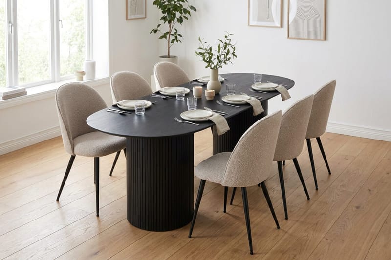 Kopparbo Matgrupp 220 cm oval med 6 Nibe Plus Mastolar - Svartlaserad ek - Möbler - Bord & matgrupp - Matgrupp