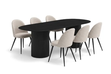Kopparbo Matgrupp 220 cm oval med 6 Nibe Plus Mastolar - Svartlaserad ek - Möbler - Bord & matgrupp - Matgrupp