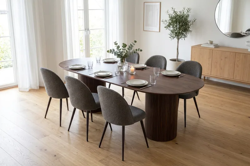 Kopparbo Matgrupp 220 cm oval med 6 Nibe Plus Mastolar - Valnöt - Möbler - Bord & matgrupp - Matgrupp