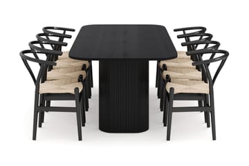 Kopparbo Matgrupp 240 cm med 8 Dastoori Matstol - 2220067-8,2229313-1 - Svart - Möbler - Bord & matgrupp - Matgrupp