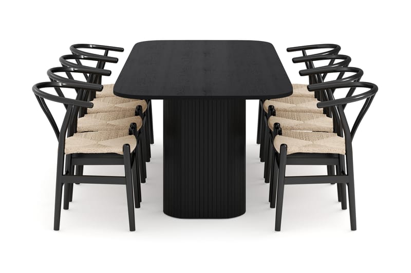Kopparbo Matgrupp 240 cm med 8 Dastoori Matstol - 2220067-8,2229313-1 - Svart - Möbler - Bord & matgrupp - Matgrupp