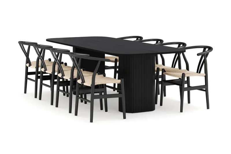 Kopparbo Matgrupp 240 cm med 8 Dastoori Matstol, Svart