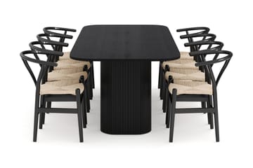 Kopparbo Matgrupp 240 cm med 8 Dastoori Matstol - Svart - Möbler - Bord & matgrupp - Matgrupp