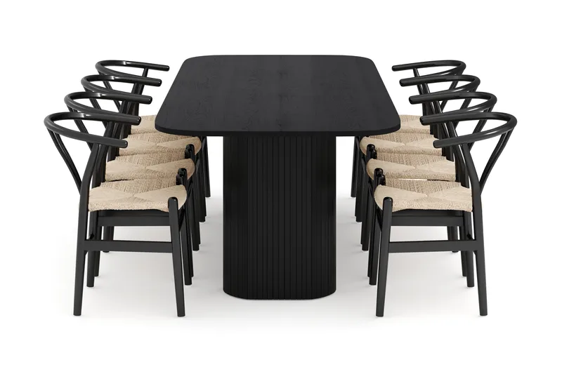 Kopparbo Matgrupp 240 cm med 8 Dastoori Matstol - Svart - Möbler - Bord & matgrupp - Matgrupp