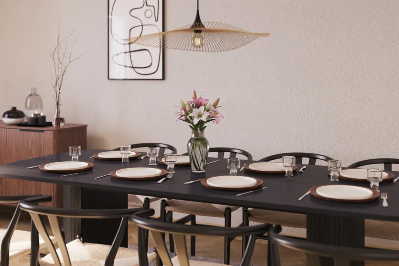 Kopparbo Matgrupp 240 cm med 8 Dastoori Matstol - Svart - Möbler - Bord & matgrupp - Matgrupp