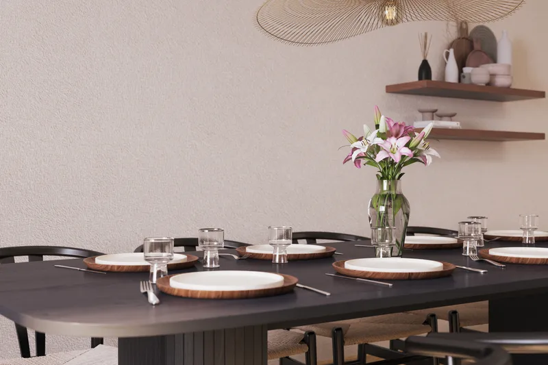 Kopparbo Matgrupp 240 cm med 8 Dastoori Matstol - Svart - Möbler - Bord & matgrupp - Matgrupp