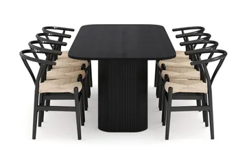 Kopparbo Matgrupp 240 cm med 8 Dastoori Matstolar - Svart - Möbler - Bord & matgrupp - Matgrupp