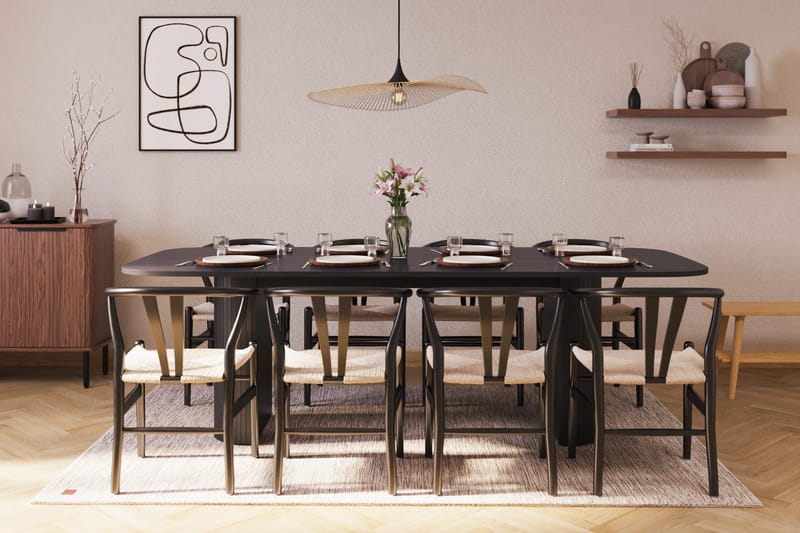 Kopparbo Matgrupp 240 cm med 8 Dastoori Matstolar - Svart - Möbler - Bord & matgrupp - Matgrupp