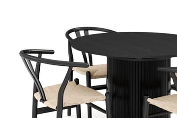 Kopparbo Matgrupp förlängningsbart 106-156 cm Rund med 4 Dastoori Matstol - 2220067-4,2229314-1 - Svart - Möbler - Bord & matgrupp - Matgrupp