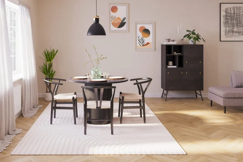 Kopparbo Matgrupp förlängningsbart 106-156 cm Rund med 4 Dastoori Matstol - 2220067-4,2229314-1 - Svart - Möbler - Bord & matgrupp - Matgrupp