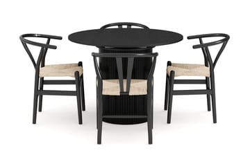 Kopparbo Matgrupp förlängningsbart 106-156 cm Rund med 4 Dastoori Matstol - 2220067-4,2229314-1 - Svart - Möbler - Bord & matgrupp - Matgrupp