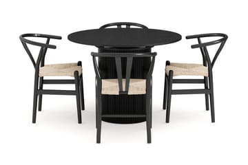 Kopparbo Matgrupp förlängningsbart 106-156 cm Rund med 4 Dastoori Matstol - Svart - Möbler - Bord & matgrupp - Matgrupp