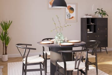 Kopparbo Matgrupp förlängningsbart 106-156 cm Rund med 4 Dezuid Matstol - Svart - Möbler - Bord & matgrupp - Matgrupp