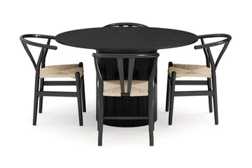 Kopparbo Matgrupp förlängningsbart 130-180 cm Rund med 4 Dastoori Matstol - 2220067-4,2229282-1 - Svart - Möbler - Bord & matgrupp - Matgrupp