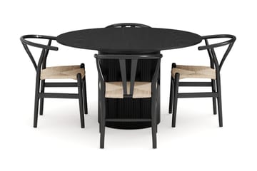 Kopparbo Matgrupp förlängningsbart 130-180 cm Rund med 4 Dastoori Matstol - 2220067-4,2229282-1 - Svart - Möbler - Bord & matgrupp - Matgrupp