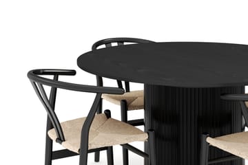 Kopparbo Matgrupp förlängningsbart 130-180 cm Rund med 4 Dastoori Matstol - 2220067-4,2229282-1 - Svart - Möbler - Bord & matgrupp - Matgrupp