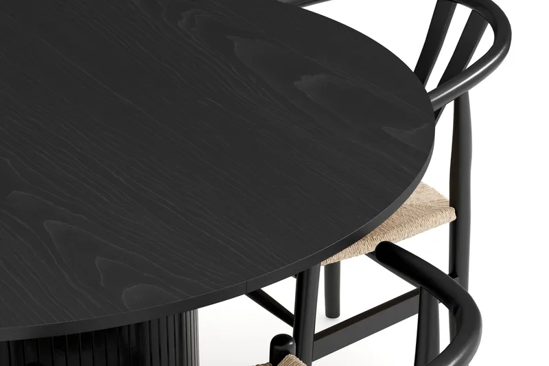 Kopparbo Matgrupp förlängningsbart 130-180 cm Rund med 4 Dastoori Matstol - Svart - Möbler - Bord & matgrupp - Matgrupp