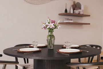 Kopparbo Matgrupp förlängningsbart 130-180 cm Rund med 4 Dastoori Matstol - Svart - Möbler - Bord & matgrupp - Matgrupp