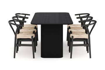 Kopparbo Matgrupp förlängningsbart 160-220 cm med 6 Dezuid Matstol - Svart - Möbler - Bord & matgrupp - Matgrupp