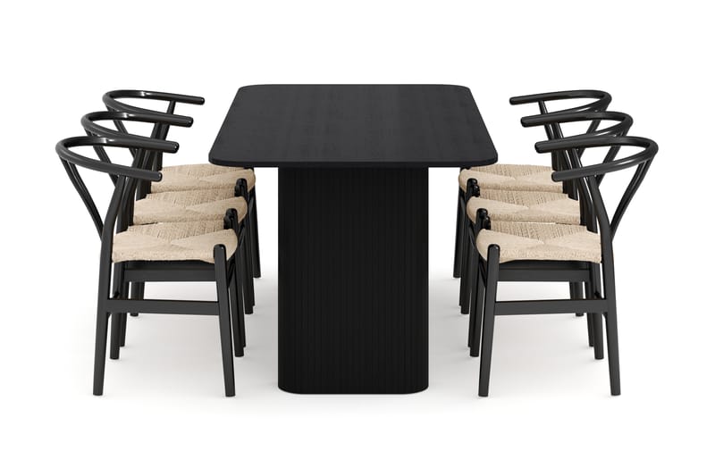 Kopparbo Matgrupp förlängningsbart 160-220 cm med 6 Dezuid Matstol - Svart - Möbler - Bord & matgrupp - Matgrupp