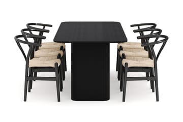 Kopparbo Matgrupp förlängningsbart 180-240 cm med 6 Dastoori Matstol - 2220067-6,2229285-1 - Svart - Möbler - Bord & matgrupp - Matgrupp