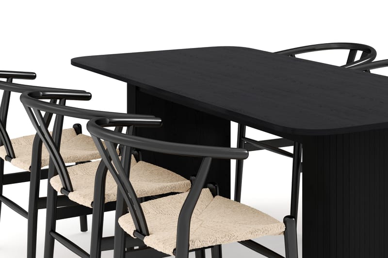 Kopparbo Matgrupp förlängningsbart 180-240 cm med 6 Dastoori Matstol - 2220067-6,2229285-1 - Svart - Möbler - Bord & matgrupp - Matgrupp