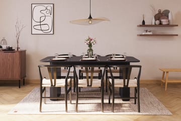 Kopparbo Matgrupp förlängningsbart 180-240 cm med 6 Dastoori Matstol - 2220067-6,2229285-1 - Svart - Möbler - Bord & matgrupp - Matgrupp