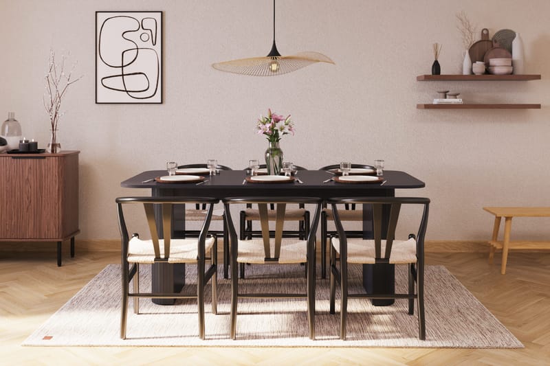 Kopparbo Matgrupp förlängningsbart 180-240 cm med 6 Dastoori Matstol - 2220067-6,2229285-1 - Svart - Möbler - Bord & matgrupp - Matgrupp