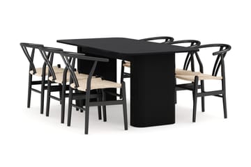 Kopparbo Matgrupp förlängningsbart 180-240 cm med 6 Dastoori Matstol - 2220067-6,2229285-1 - Svart - Möbler - Bord & matgrupp - Matgrupp