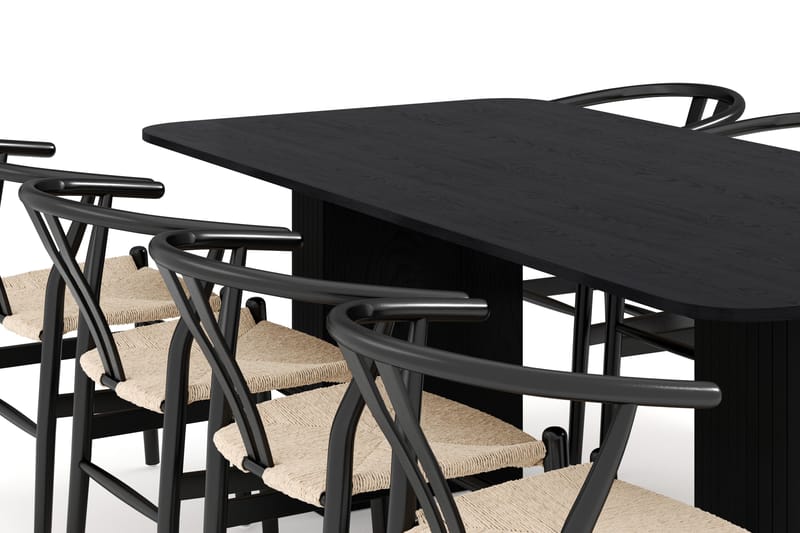 Kopparbo Matgrupp förlängningsbart 200-260 cm med 8 Dastoori Matstol - 2220067-8,2229312-1 - Svart - Möbler - Bord & matgrupp - Matgrupp