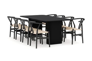 Kopparbo Matgrupp förlängningsbart 200-260 cm med 8 Dastoori Matstol - 2220067-8,2229312-1 - Svart - Möbler - Bord & matgrupp - Matgrupp