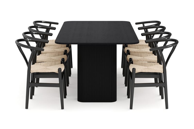 Kopparbo Matgrupp förlängningsbart 200-260 cm med 8 Dastoori Matstol - 2220067-8,2229312-1 - Svart - Möbler - Bord & matgrupp - Matgrupp