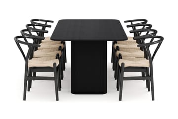 Kopparbo Matgrupp förlängningsbart 200-260 cm med 8 Dastoori Matstol - 2220067-8,2229312-1 - Svart - Möbler - Bord & matgrupp - Matgrupp