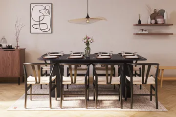 Kopparbo Matgrupp förlängningsbart 200-260 cm med 8 Dastoori Matstol - Svart - Möbler - Bord & matgrupp - Matgrupp