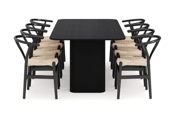 Kopparbo Matgrupp förlängningsbart 200-260 cm med 8 Dezuid Matstol - Svart - Möbler - Bord & matgrupp - Matgrupp