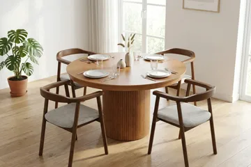 Kopparbo Matgrupp Förlängningsbart runt 120-220 cm Svart med 4 Jolie Matstolar - Möbler - Bord & matgrupp - Matgrupp