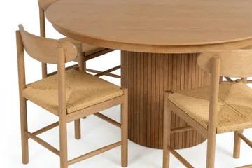 Kopparbo Matgrupp Förlängningsbart runt 140-220 cm Ek med 6 Malte Matstolar - Möbler - Bord & matgrupp - Matgrupp