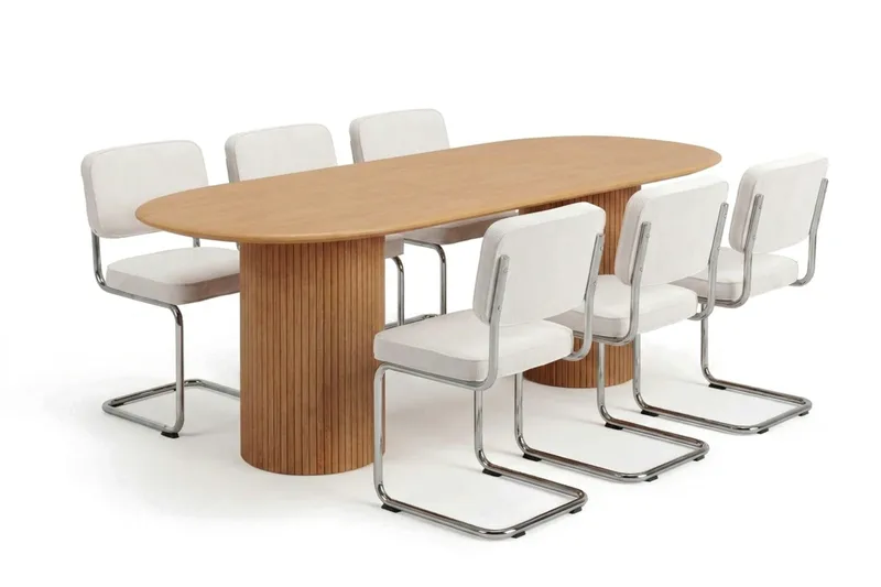 Kopparbo Matgrupp oval 180 cm Ek med 6 Milva Matstolar, Ek