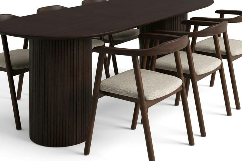 Kopparbo Matgrupp oval 180 cm Rökt Ek med 6 Jolie Matstolar - Möbler - Bord & matgrupp - Matgrupp