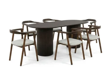 Kopparbo Matgrupp oval 180 cm Rökt Ek med 6 Jolie Matstolar - Möbler - Bord & matgrupp - Matgrupp