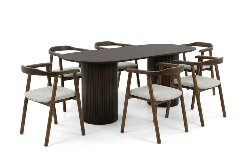 Kopparbo Matgrupp oval 180 cm Rökt Ek med 6 Jolie Matstolar - Möbler - Bord & matgrupp - Matgrupp