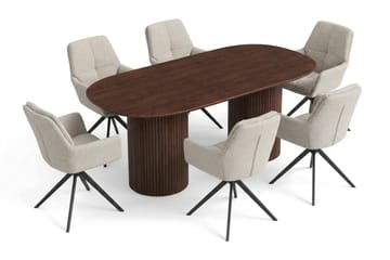 Kopparbo Matgrupp oval 180 cm Valnöt med 6 Torsby Matstolar - Valnöt - Möbler - Bord & matgrupp - Matgrupp