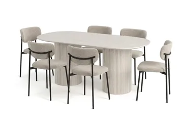 Kopparbo Matgrupp oval 180 cm Vitlaserad med 6 Lucy Matstolar - Vitlaserad ek - Möbler - Bord & matgrupp - Matgrupp